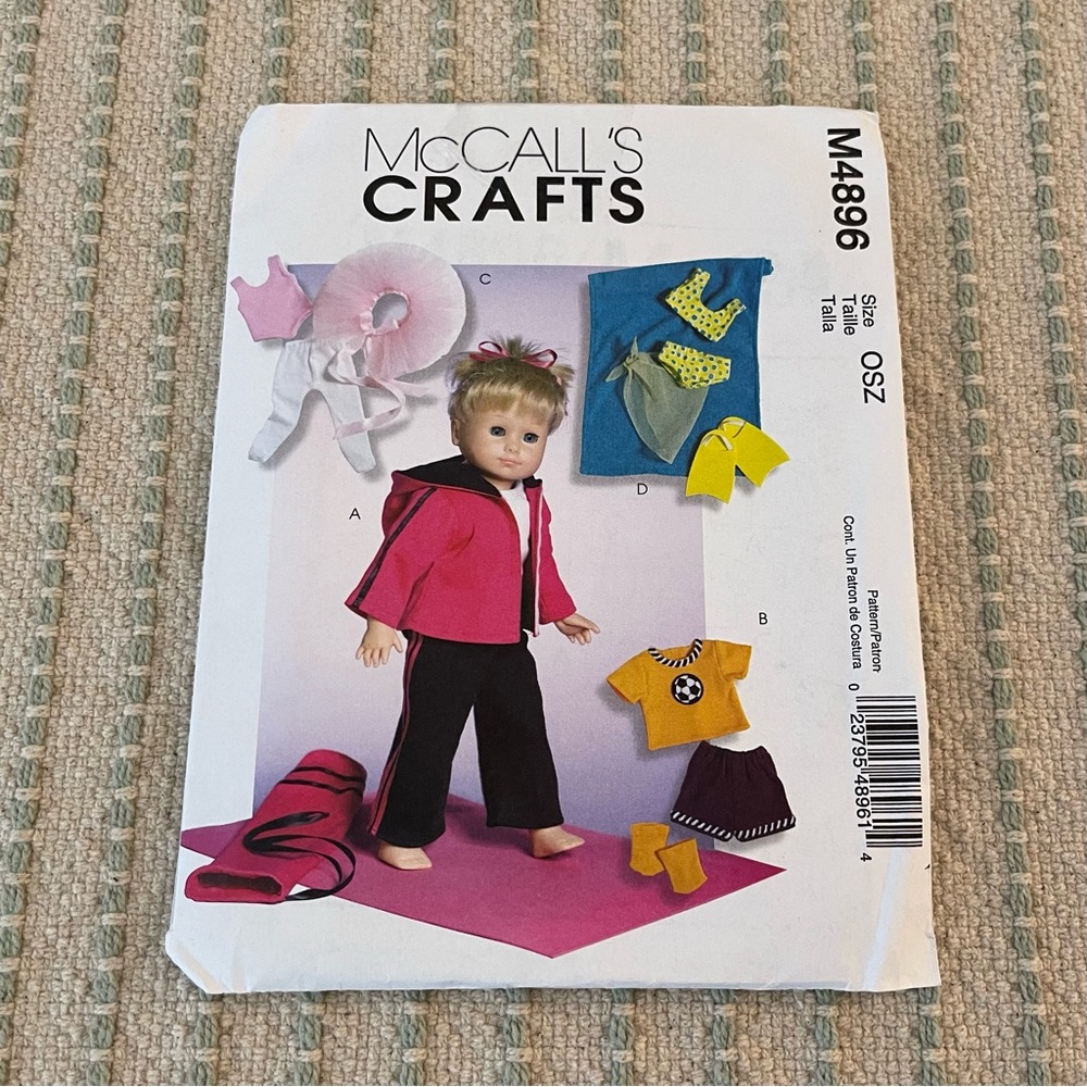 NEW - McCall's Crafts Doll Clothing Pattern - M4896